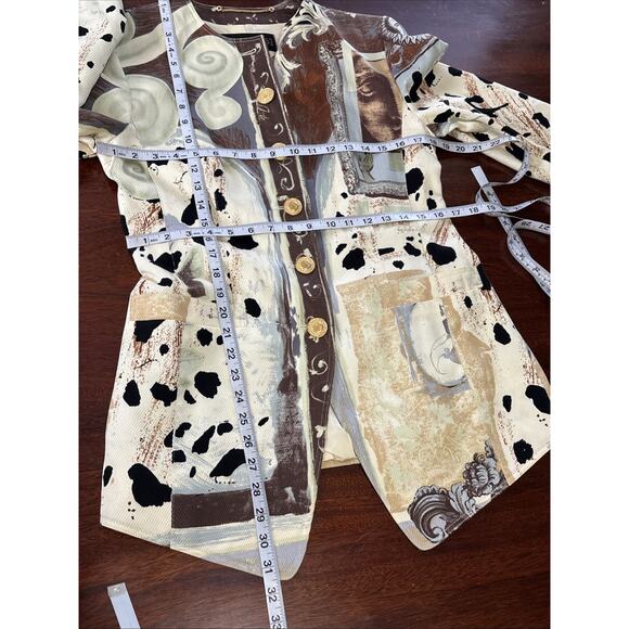 Louis Feraud Vintage Eclectic Animal Print Blazer Size 8 Designer Cotton Twill - Picture 3 of 7